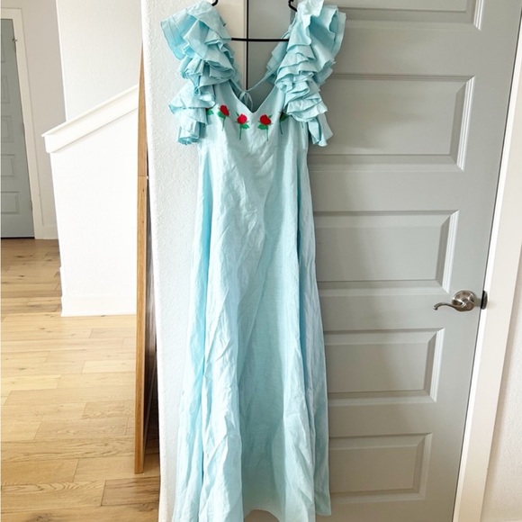 Fanm Mon Sky Blue Floral Maxi Dress - Picture 2 of 2